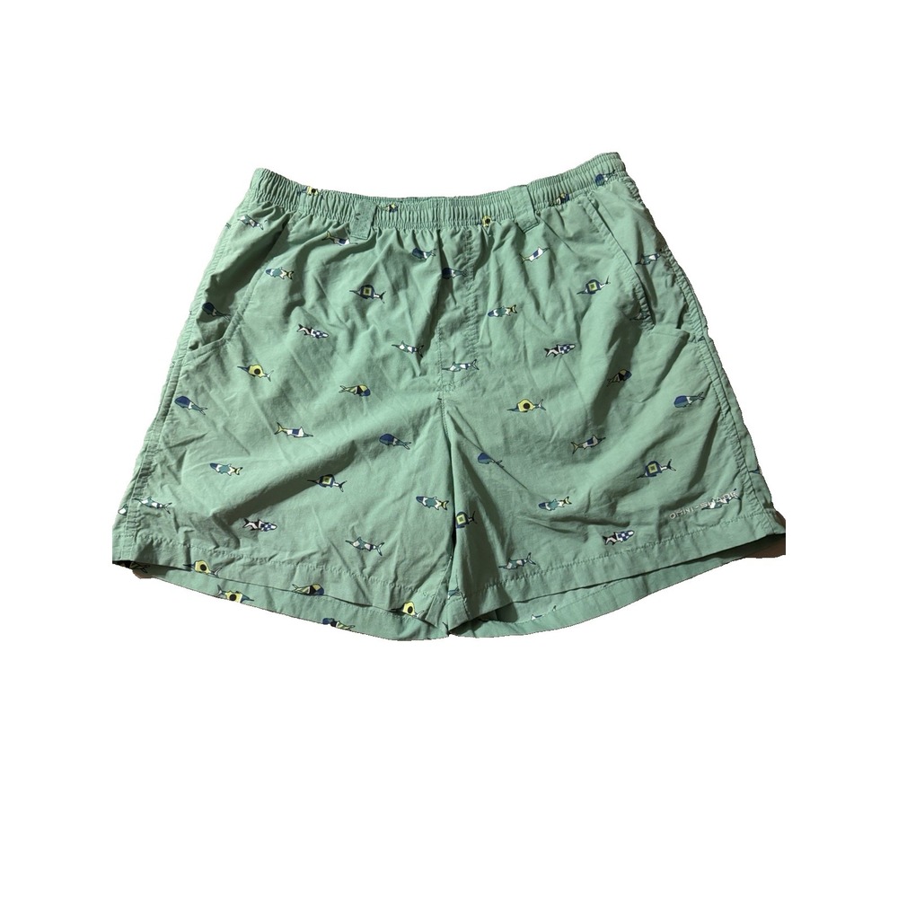 Columbia Omni Shade Men's Size‎ Medium Green Fish Swim Trunks 6"